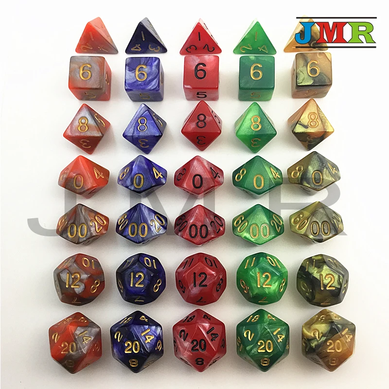 Совершенно новые переносные игральные кубики для ролевых игр DND 2 цветных