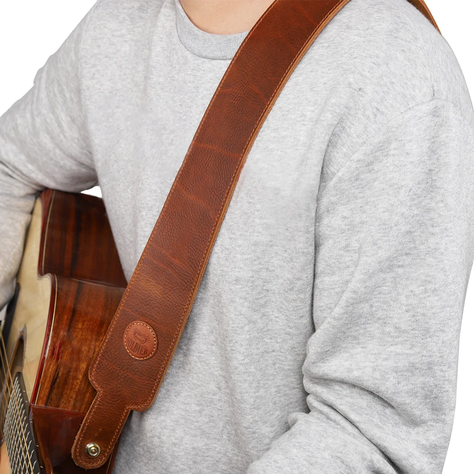 soldat erste schicht full grain kuh leder mann made gitarre strap für akustische gitarre elektrische gitarre bass free global shipping