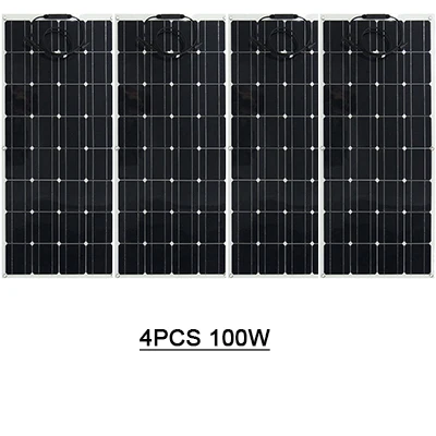 4PCS PET 100W Новая гибкая солнечная панель 200 Вт 300 Вт/400 Вт/600 Вт/800 Вт монокристаллическая солнечная батарея Гибкая панель для 12 В 24 вольт комплект системы - Цвет: 4PCS PET 100W