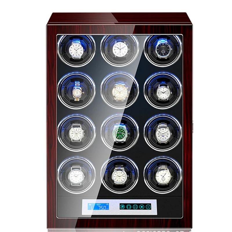 

12 slots Red Wood Baking Finish Inside BLK Quiet Shaker Motor Watch Winder Box wooden Watch Winder for automatic watches