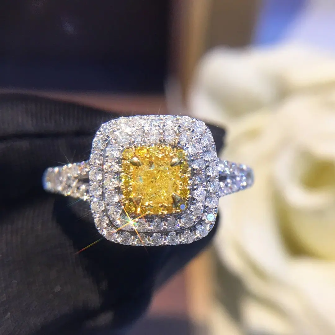 Natural Diamond 18K Gold Pure Ring Beautiful Gemstone Good Upscale Trendy Classic Party Fine Jewelry Hot Sell New 2020 | Украшения и