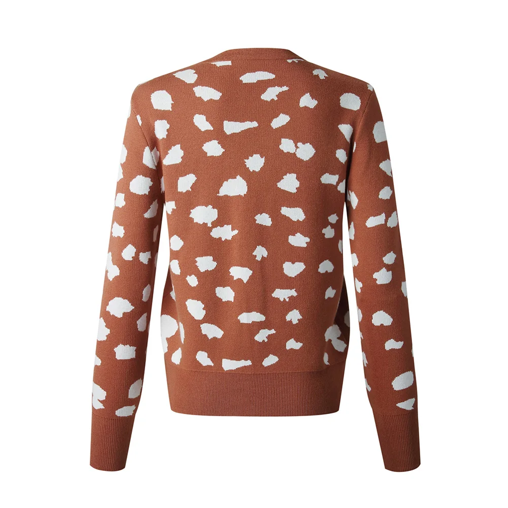 

woman sweaters Women Autumn Long Sleeve Knitted Blouse Stripe Wrap Front Sweater Leopard