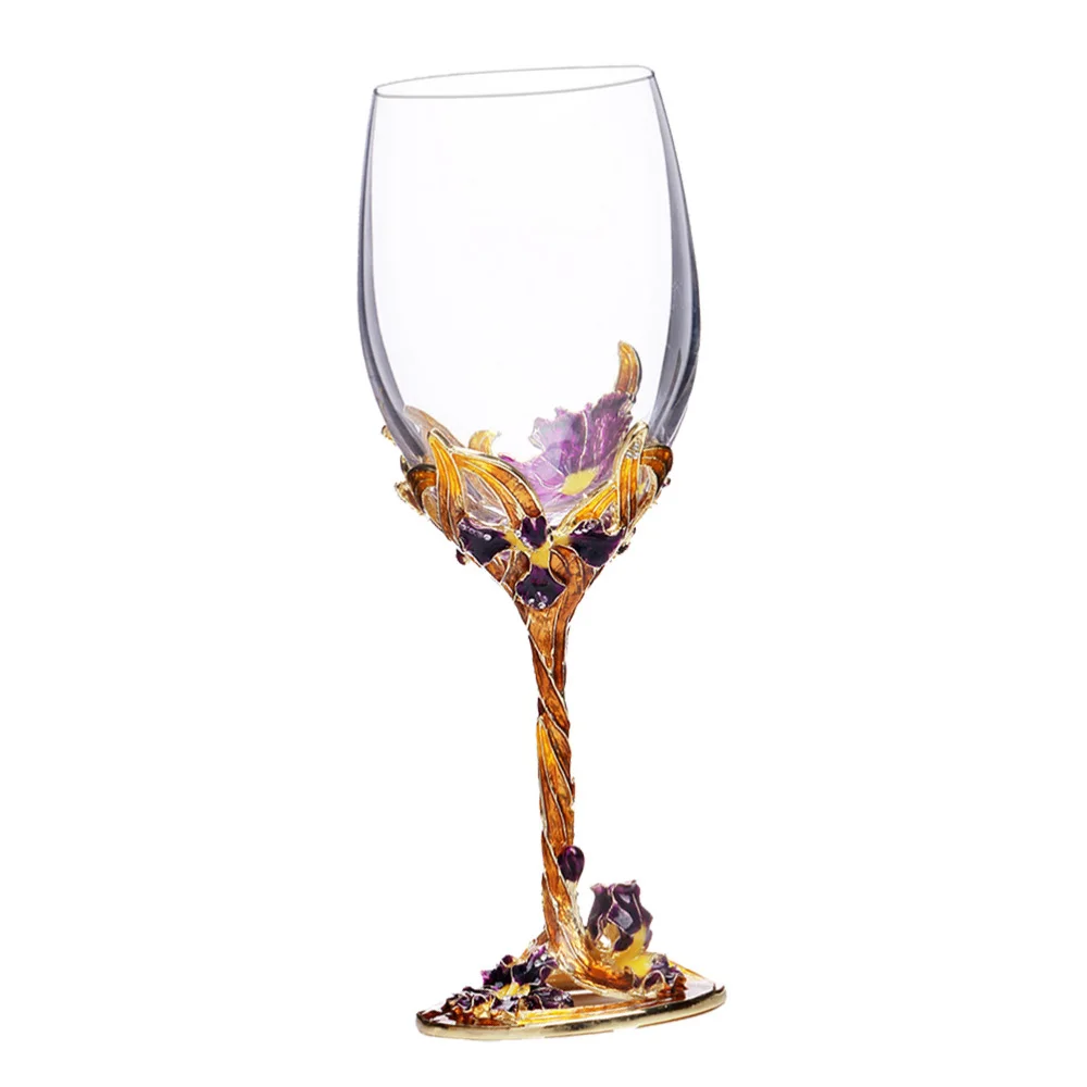 Хрустальный эмалированный бокал прозрачная красная стеклянная подставка посуда