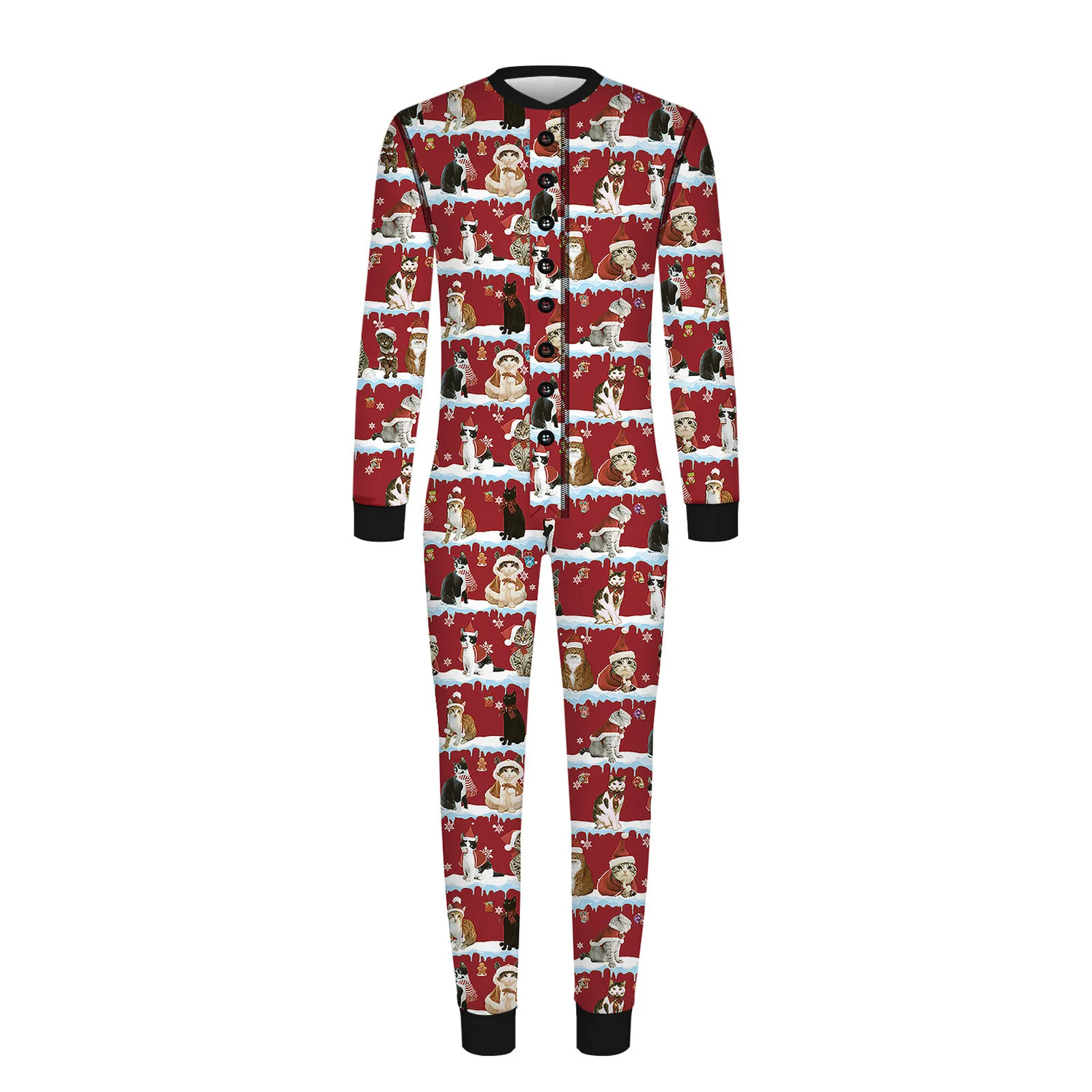 New Year Butt Flap Onesies Men Xmas Romper Home Clothes For Jumpsuit O Neck Long Sleeve Pajamas Pijama Hombre Invierno