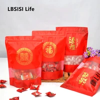 lbsisi life 50pcs chinese fu wedding candy cookie biscuit plastic zipper bag food zip lock spring festival packaging bags