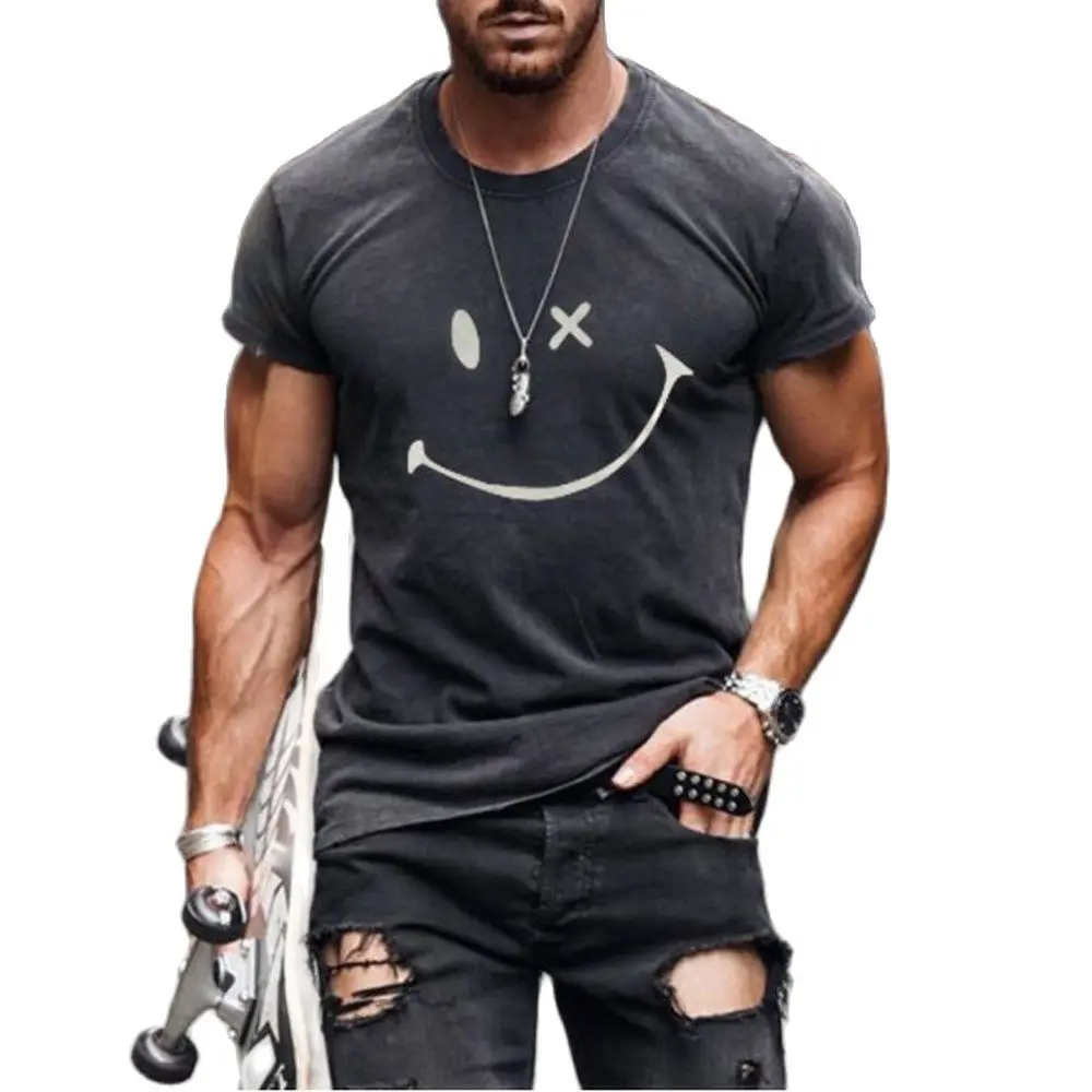 

2021 Best Cool Stuff Men's T-shirts Smile To Friends Graphic Tshirts Short Sleeve Goth Oversize Streetwear Grunge Men Clothes