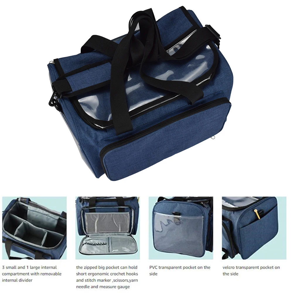 Multifunctional Inner Divider Knitting Bag Thread Crochet Hooks Needles Storage Travel Handbag Home Sewing Supplies Tote | Дом и сад