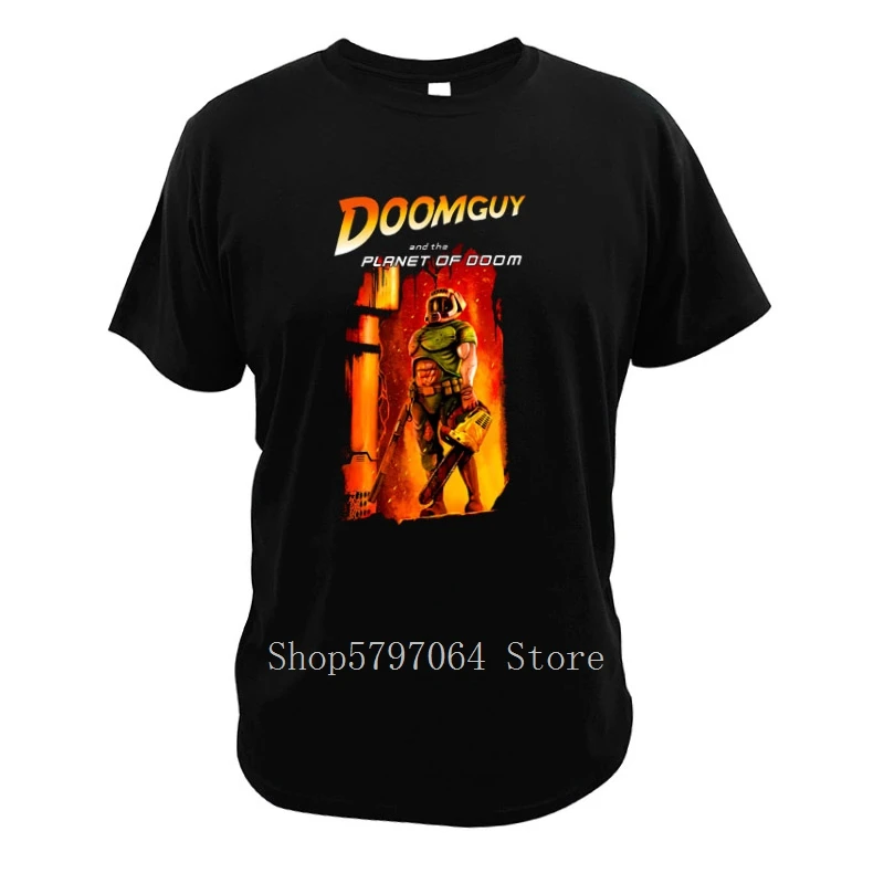 Видеоигра Doomguy и Planet Of Doom пародийная цифровая футболка с принтом Индиана Джонс The