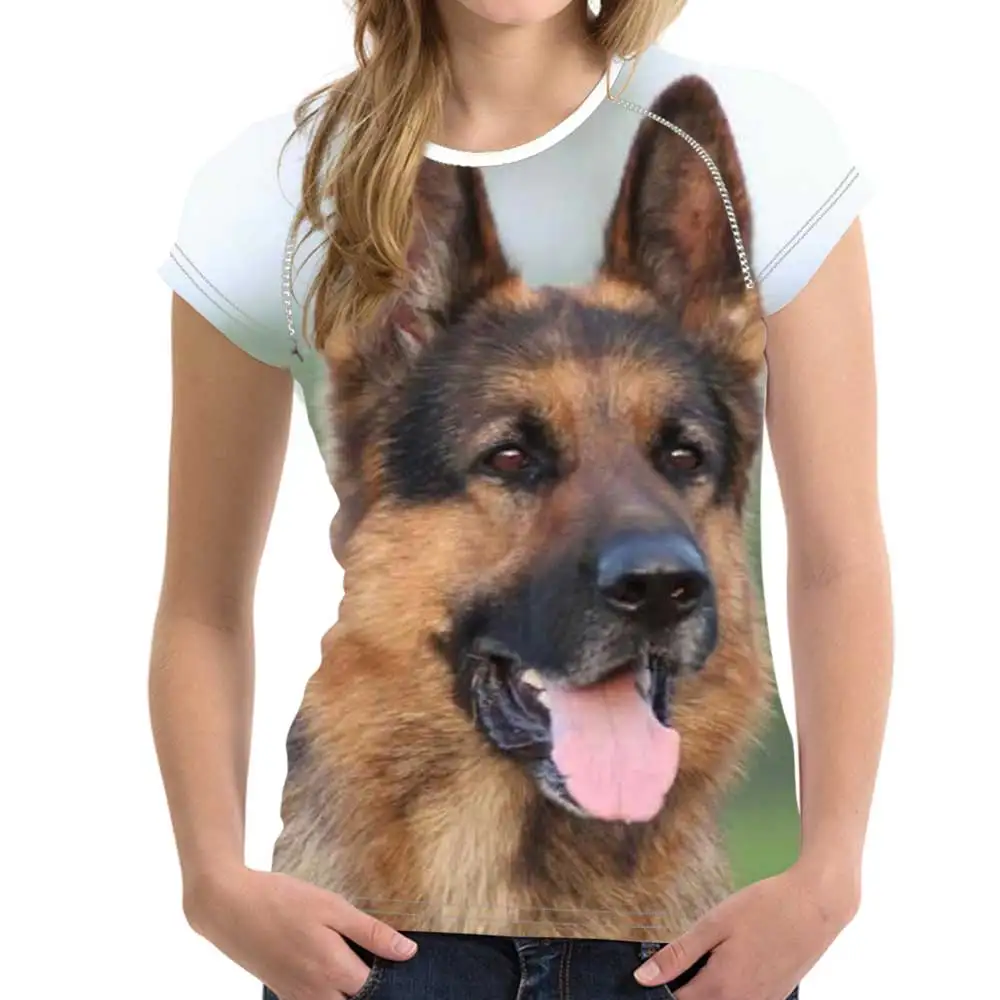 NOISYDESIGNS Футболка с принтом немецкой овчарки женская футболка одежда коротким