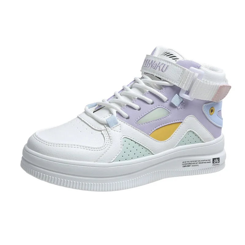 

2021 New Fashion High Top Sneakers For Women Flats Designer White Walking Shoes Casual Breathable Ladies Trainers Zapatos Mujer