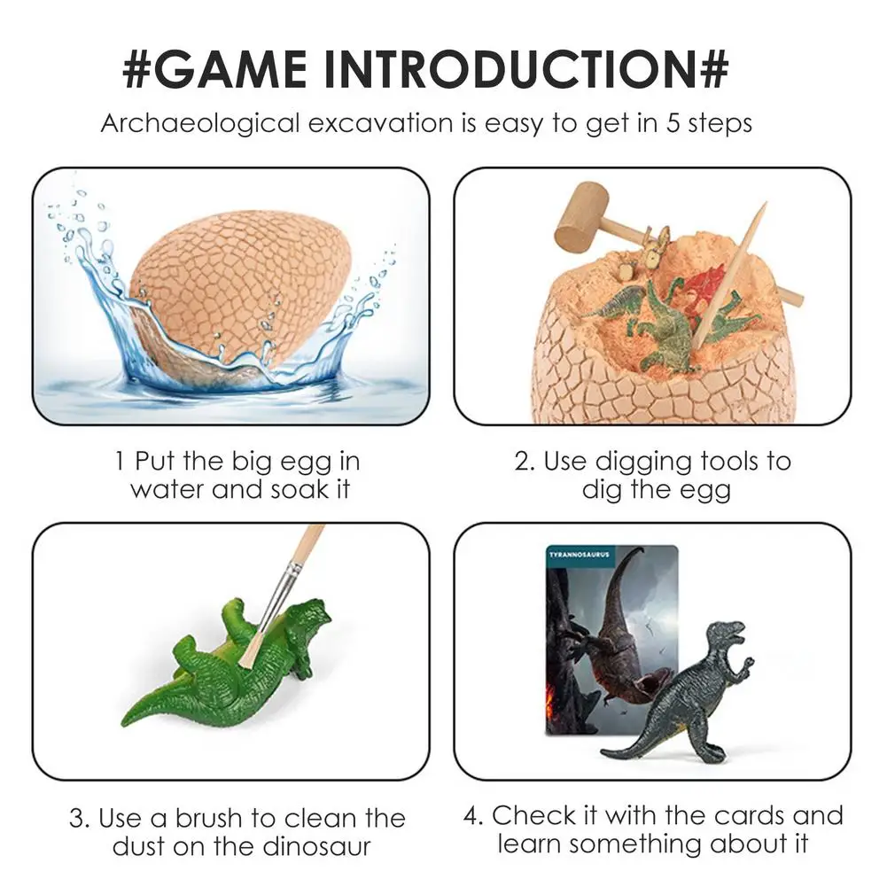 

Kids Dino Egg Dig Kit Dinosaur Egg Digging Toy Set Archaeological Excavation Souptoys Simulation Dinosaur Model Toys Gifts