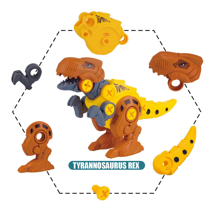 

Combination Dinosaur Building Blocks Velociraptor Tyrannosaurus Triceratops Acanthosaurus Toy Nut Disassembly Toys for Children