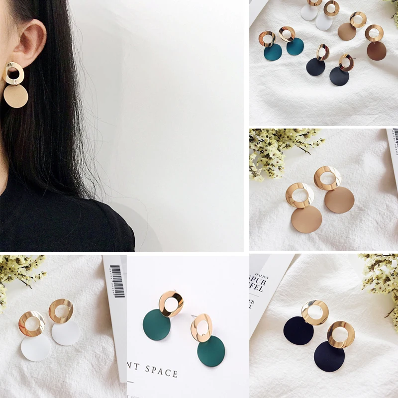 Новинка металлические блестки полые круглые серьги фотоэлемент 4 цвета висячие