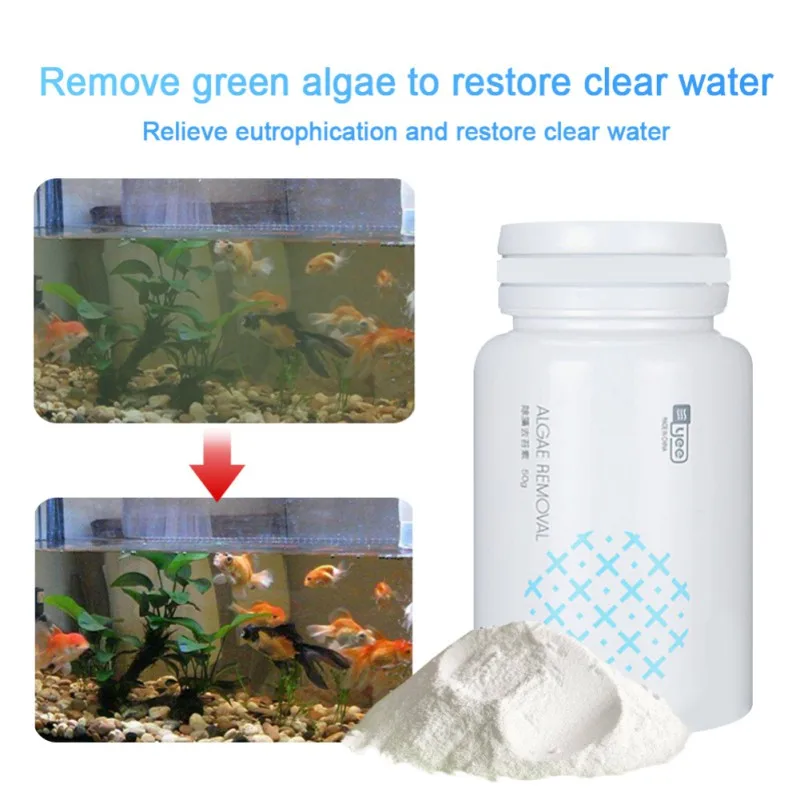 

Fish Tank Moss Removal Algae Aquarium Algaecide Aquatic Algae Removal Powder Control Detergent Purification Water(With Spoon)