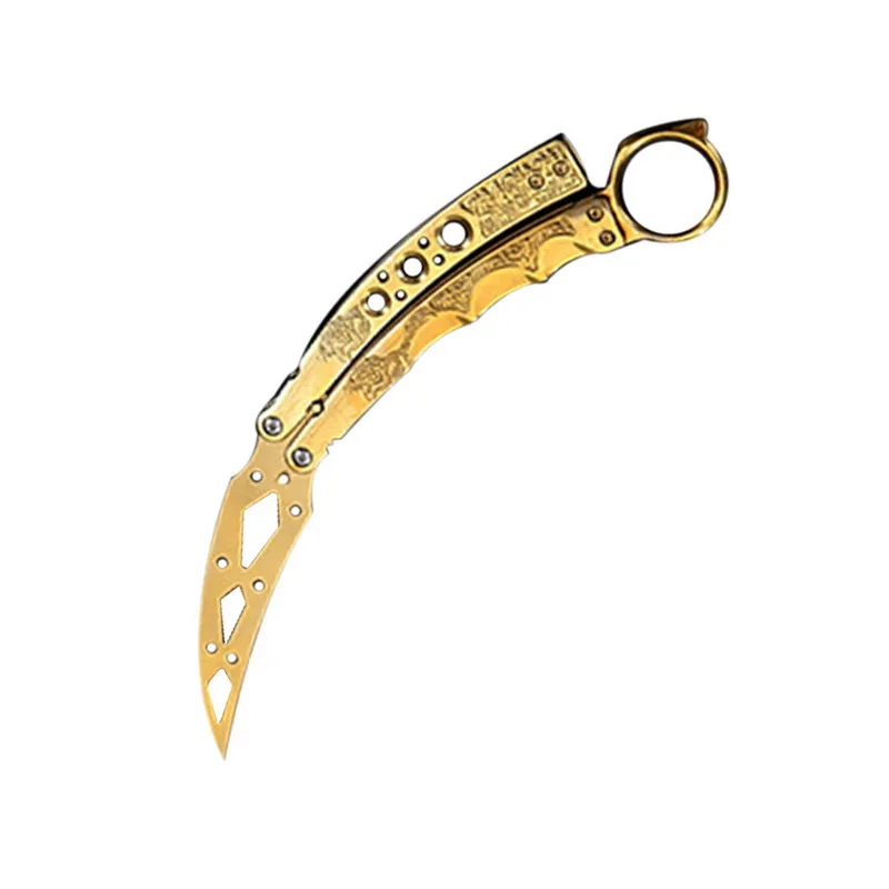 Красочный игровой нож Balisong тренировочный карманный CS GO Karambit тусклый без края с