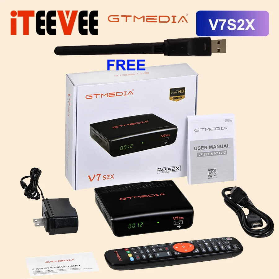 Новое поступление GTMEDIA V7S2X DVB S2 спутниковый ресивер с USB WIFI обновление от gtmedia v7s hd