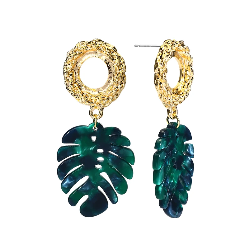 

Green Resin Banana Leaf Earrings Hanging for Women Seaside Holiday Earings Jewelry Fashion Women's Earrings Jewelry 2020 New