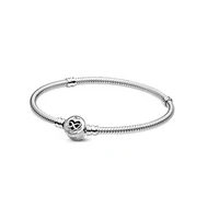 2021 new mother day bracelet 925 sterling silver round pie shape buckle snake chain bracelet women fashion jewelry diy gift