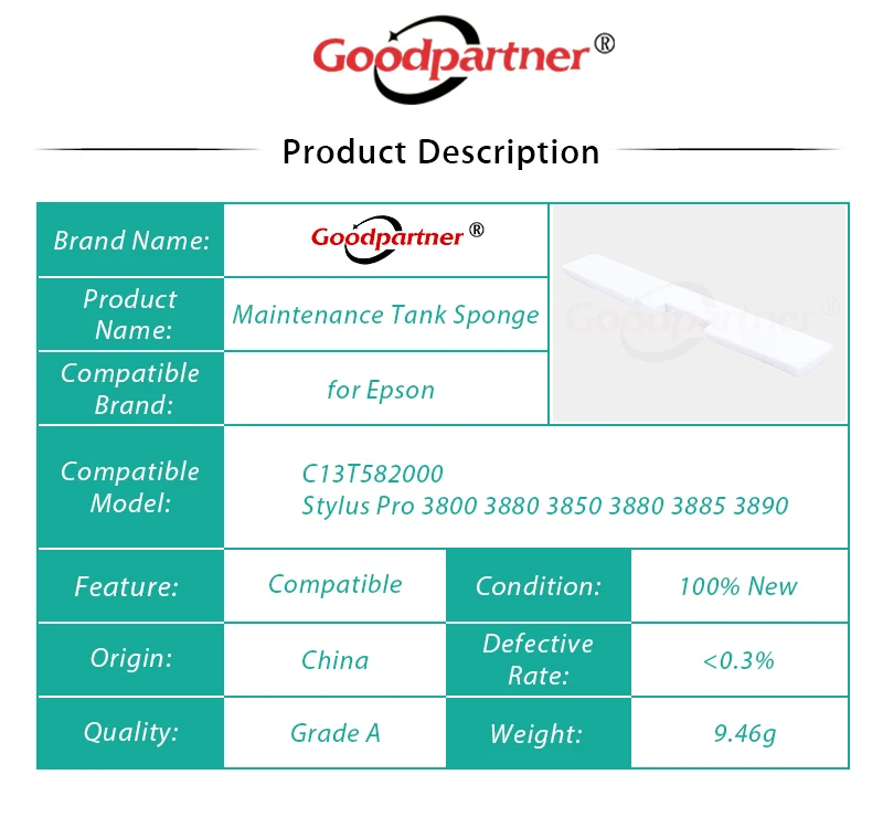 10X T5820 губка для картриджа ухода за отработанными чернилами EPSON Stylus Pro 3800 3880 SureColor