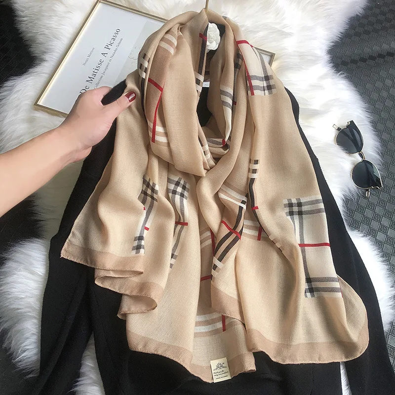 Новинка Осень 2021 хлопковая Пашмина Дамский шарф теплые зимние шарфы клетчатый