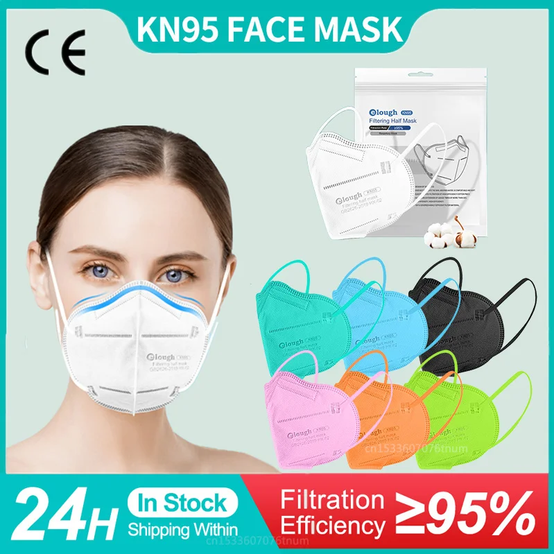 

Elough ffp2 CE Mask fpp2 Approved kn95 Mascarillas Respiratory Masks Kn95 Certified Black hygienic Mask 5ply FFP 2MASK españa