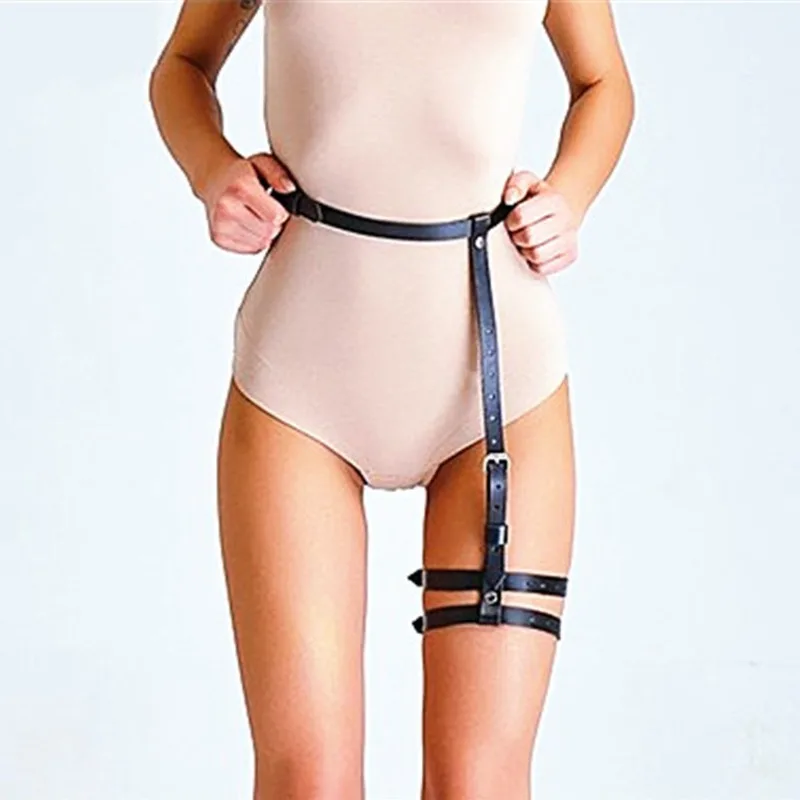 COLEMJE новые кожаные тонкие сапоги до бедра ног жгут Панк гот, Харадзюку Стиль Ремни подвязки жгут ремни для ног ноги Ремни