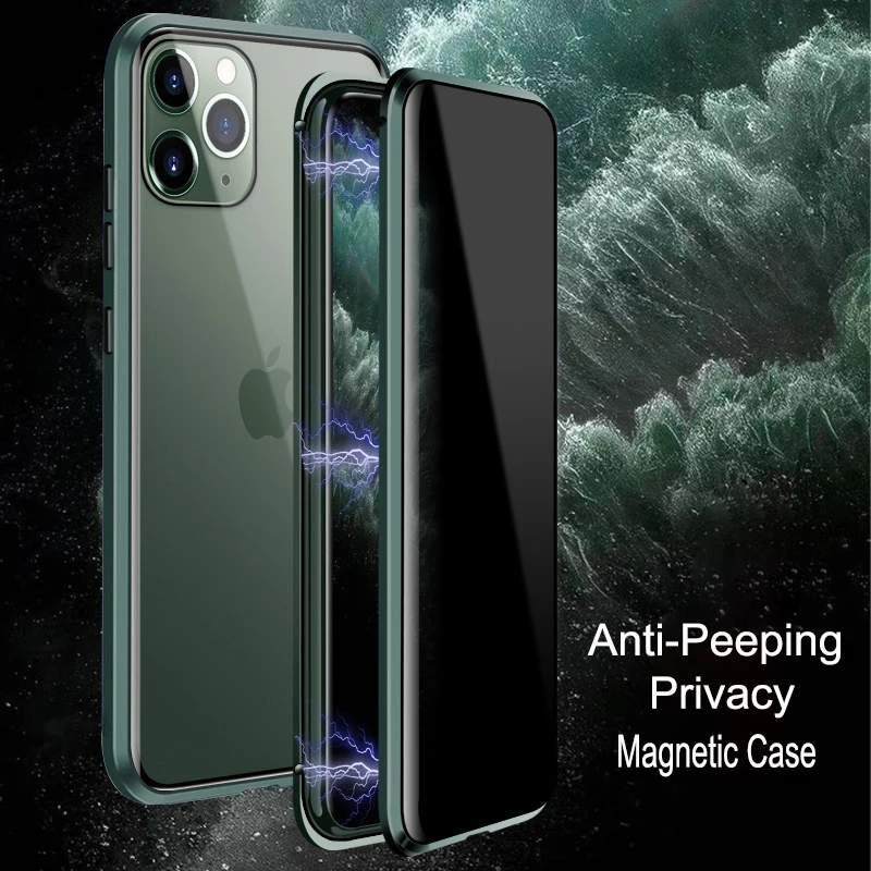 Магнитный двухсторонний чехол из закаленного стекла для iPhone 11Pro 6 7 8 Plus XS чехол для MAX XR анти-писк металлический чехол-бампер