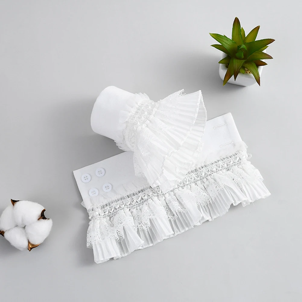

1 Pair Women Lace Fake Flare Sleeves Double Layer Pleated Ruched False Cuffs Sweater Blouse Apparel Blouse Wrist Cover