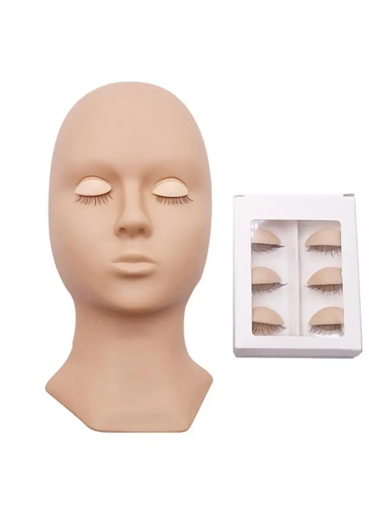 

Lash Mannequin Head 3 Pairs Replaced Eyelids Silicone Training Set Elastic Silicone Rubber Mannequin Head Detachable Mold Eyes F