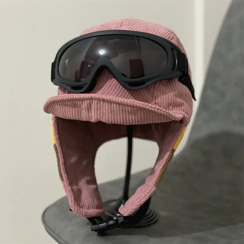 

Зимний женский комплект очков ушанка шапка с ушами велосипедные утепленные шапки-бомберы теплые ветрозащитные шапки-авиаторы в стиле хип-хоп Lei Feng