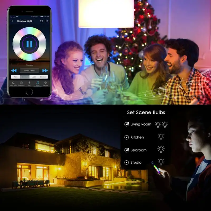 WI-FI смарт-лампа 40 Вт Восход Wake-Up умный светодиодный светильник лампы RGB затемнение