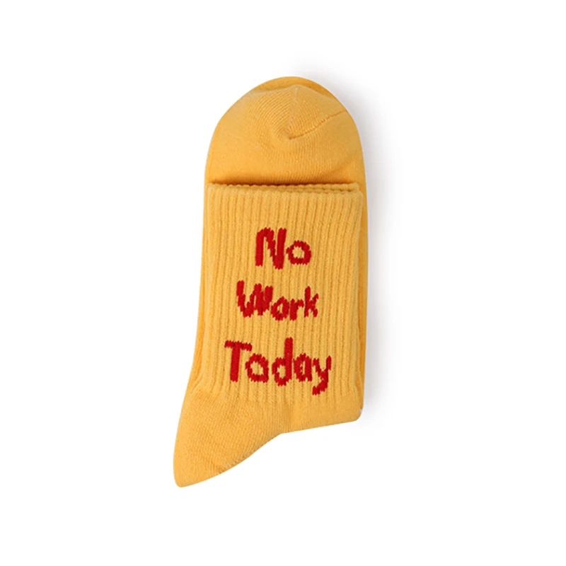 Модные желтые носки в стиле хип хоп с надписью уличные Харадзюку забавные