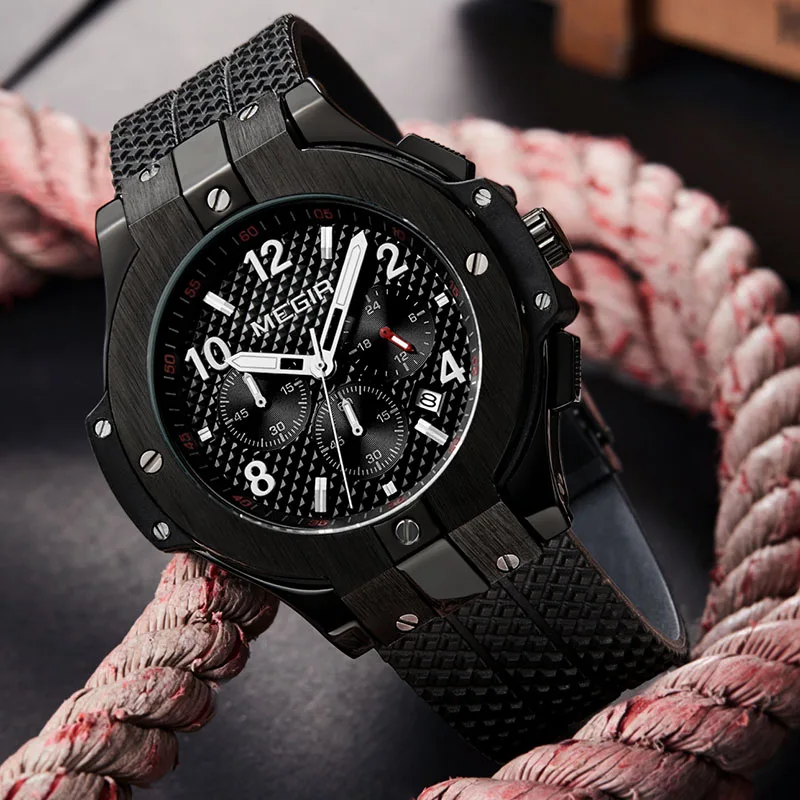 Часы MEGIR Мужские кварцевые повседневные водонепроницаемые спортивные в стиле