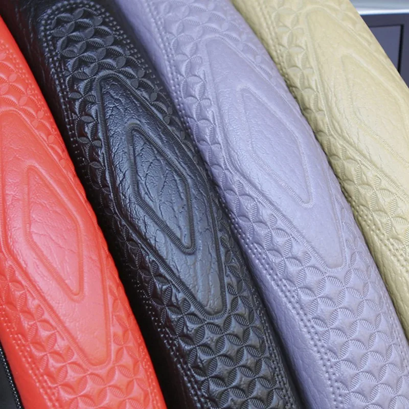 

Universal Car Steering Wheel Cover Breathable Elastic Skidproof Leather Embossing Protection Cover Car Interior Styling