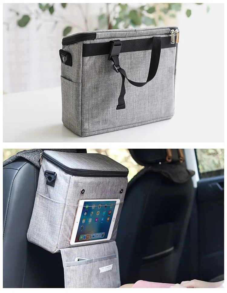 Car Seat Back Organizer Hanging Waterproof Cooler Bag Lunch Bag Food Drink Thermal Pouch Picnic Box Insulated Cool Container