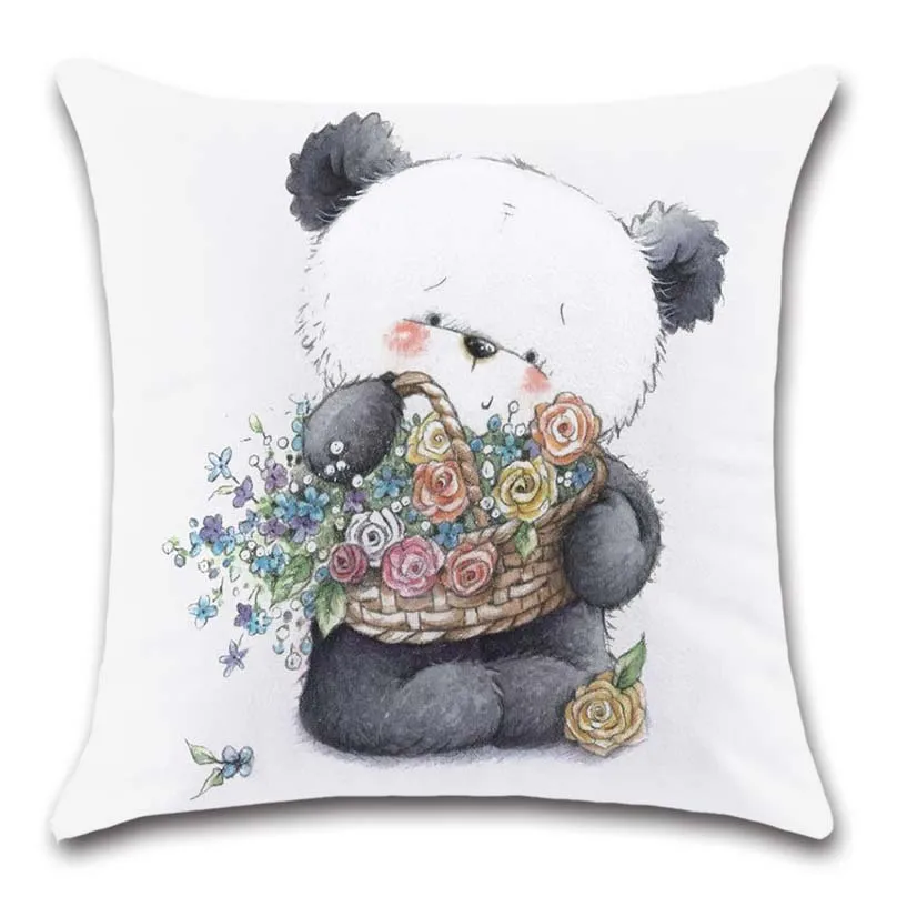 Белый Чехол на подушку с изображением животных панды тигра собаки кота украшение