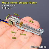 34mm mini linear actuator 10mm micro 2 phase 4 wire precision stepper motor long linear screw slider nut diy xyz 3d printer