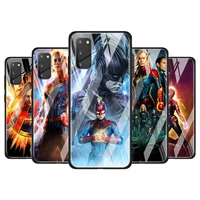 captain marvel for samsung galaxy s20 fe ultra note 20 s10 lite s9 s8 plus luxury tempered glass phone case cover