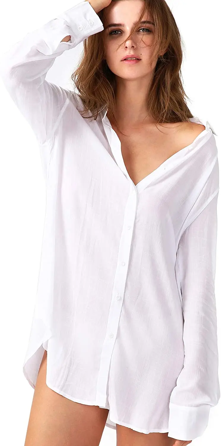 

Sleepwear Swimsuit Cover Ups for Women Soft Sexy Boyfriend Shirt Dress Nightdress Nightgown Sleepdress Plus Size Lingere Women