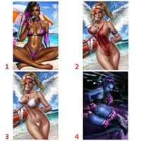 overwatch canvas game poster canvas wall scrolls cloth paintings home decoration painting sexy swimsuit beauty anime poster set