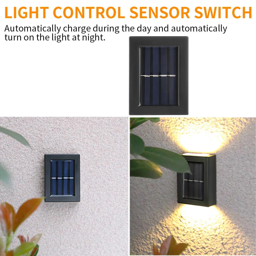 

2pcs LED Outdoor Garden Decoration Solar Lamps Waterproof Wall Lamp Street Light Solar Power Lamp Christmas For Garden Decor