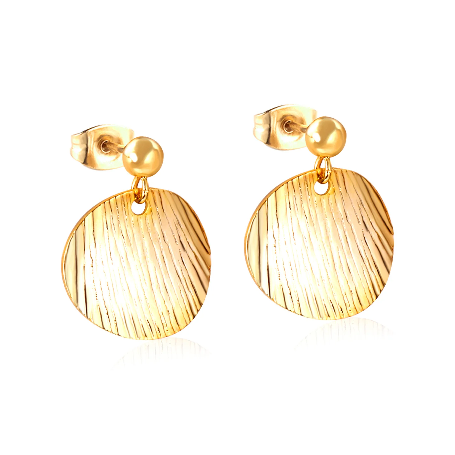 Серьги гвоздики LUXUKISSKIDS корейские Золотые/стальные круглые серьги для
