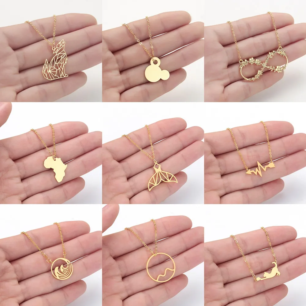 Ожерелье с подвеской в виде животных оригами волка для женщин и мужчин ювелирное