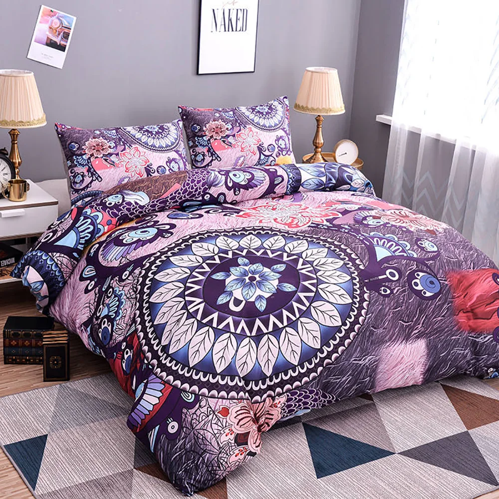 Домашний Комплект постельного белья с мандалой 3D богемный пододеяльник цветами