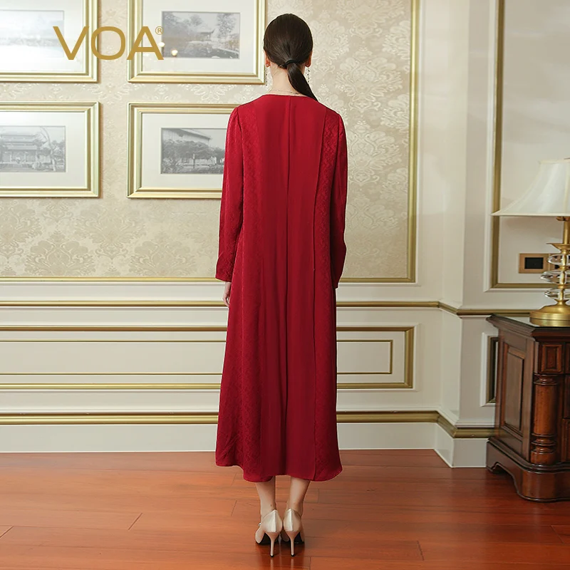 Женское платье макси VOA винтажное длинное красного размера плюс с v образным