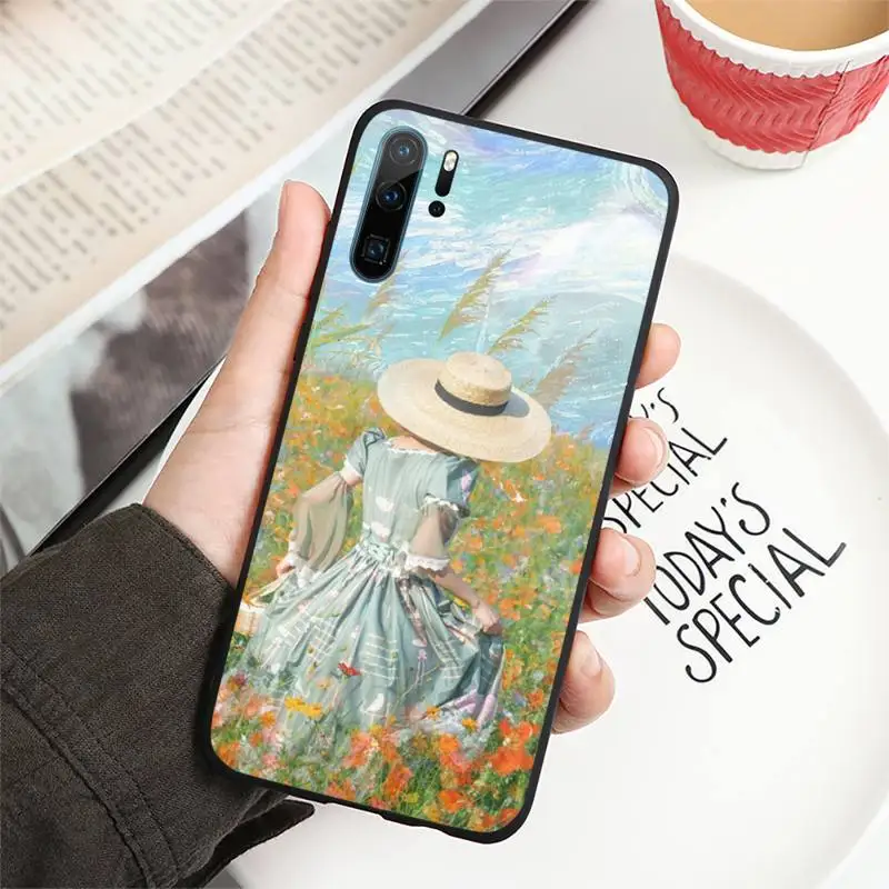

Art oil painting illustration pattern Phone Case For Huawei honor Mate P 10 20 30 40 i 9 8 pro x Lite smart 2019 nova 5t