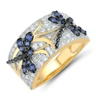 Творческий срез синий кольцо со стрекозой для женщин роскошный золотой белого и черного цвета с украшением в виде кристаллов CZ кольцо женский Свадебные обручальные кольца ювелирные изделия Аксессуары подарок