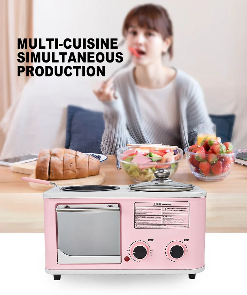 

Electric 3 in 1 Household Breakfast Toaster Baking Machine Sandwich Omelette Fry Pan Hot Pot Boiler Food Steamer Machine Home