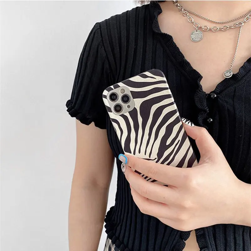 Чехол для телефона с рисунком зебры IPhone 12 Pro Max 8 7 Plus X XR Xsmax Роскошный Кожаный