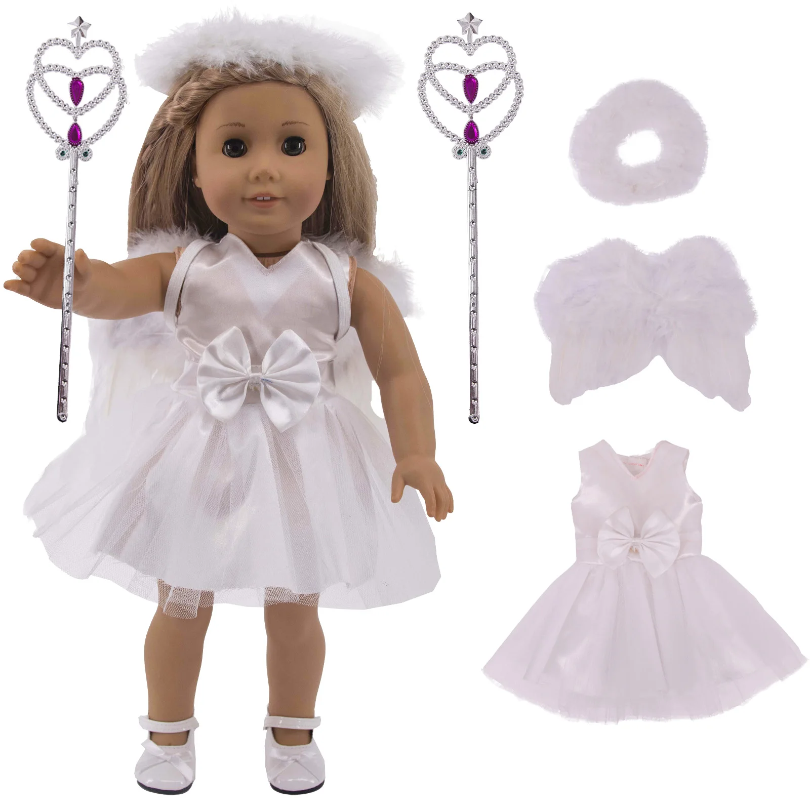 Кукольная одежда аксессуары лук платье ангела подходит для 18-дюймовой